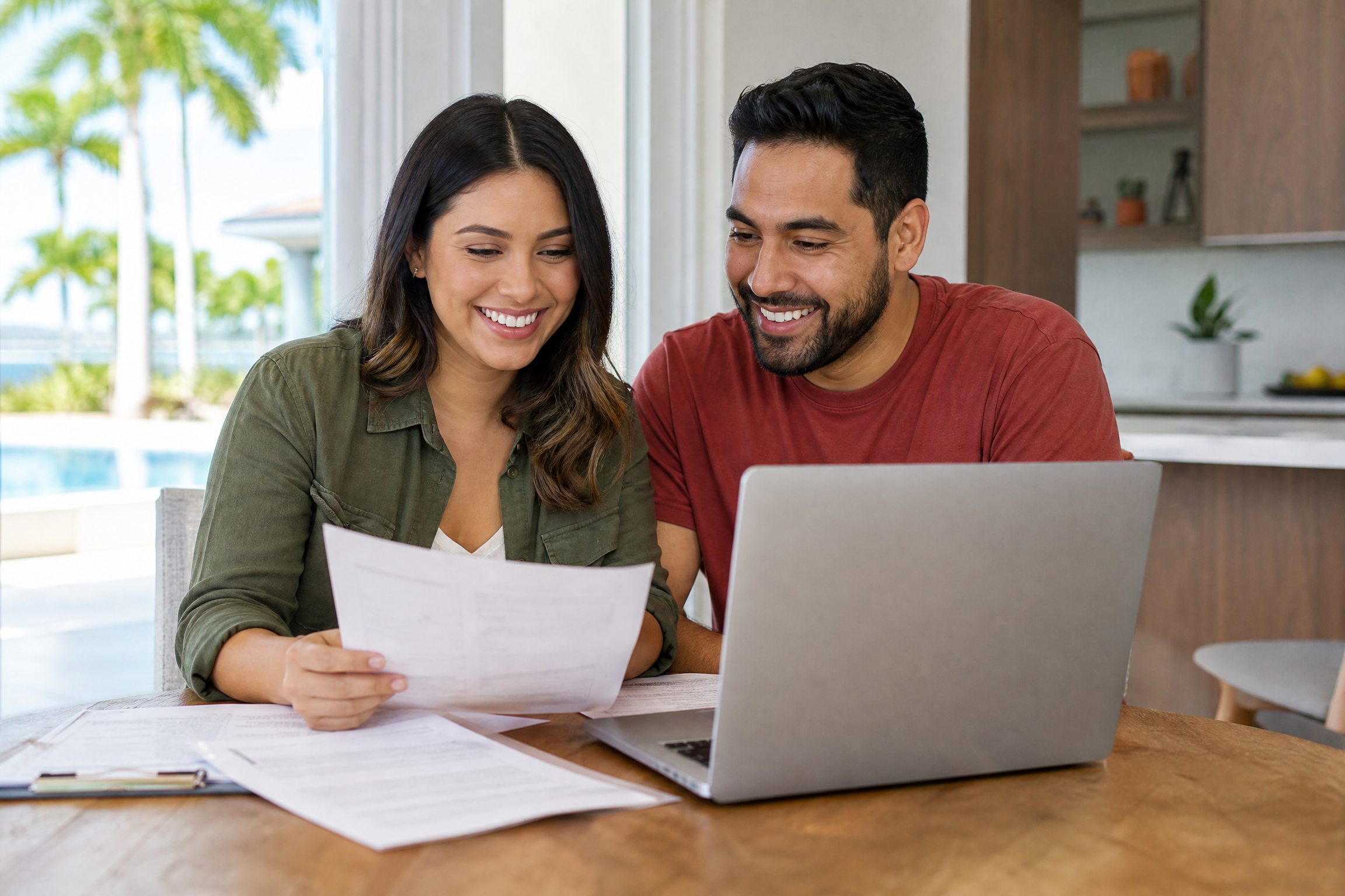 Hispanic couple reviewing ACA health insurance options in Florida