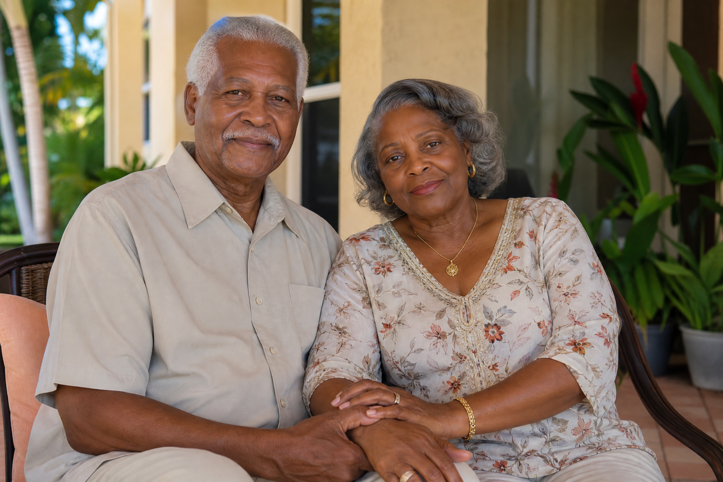 Senior couple at peace knowing their family is protected with burial insurance